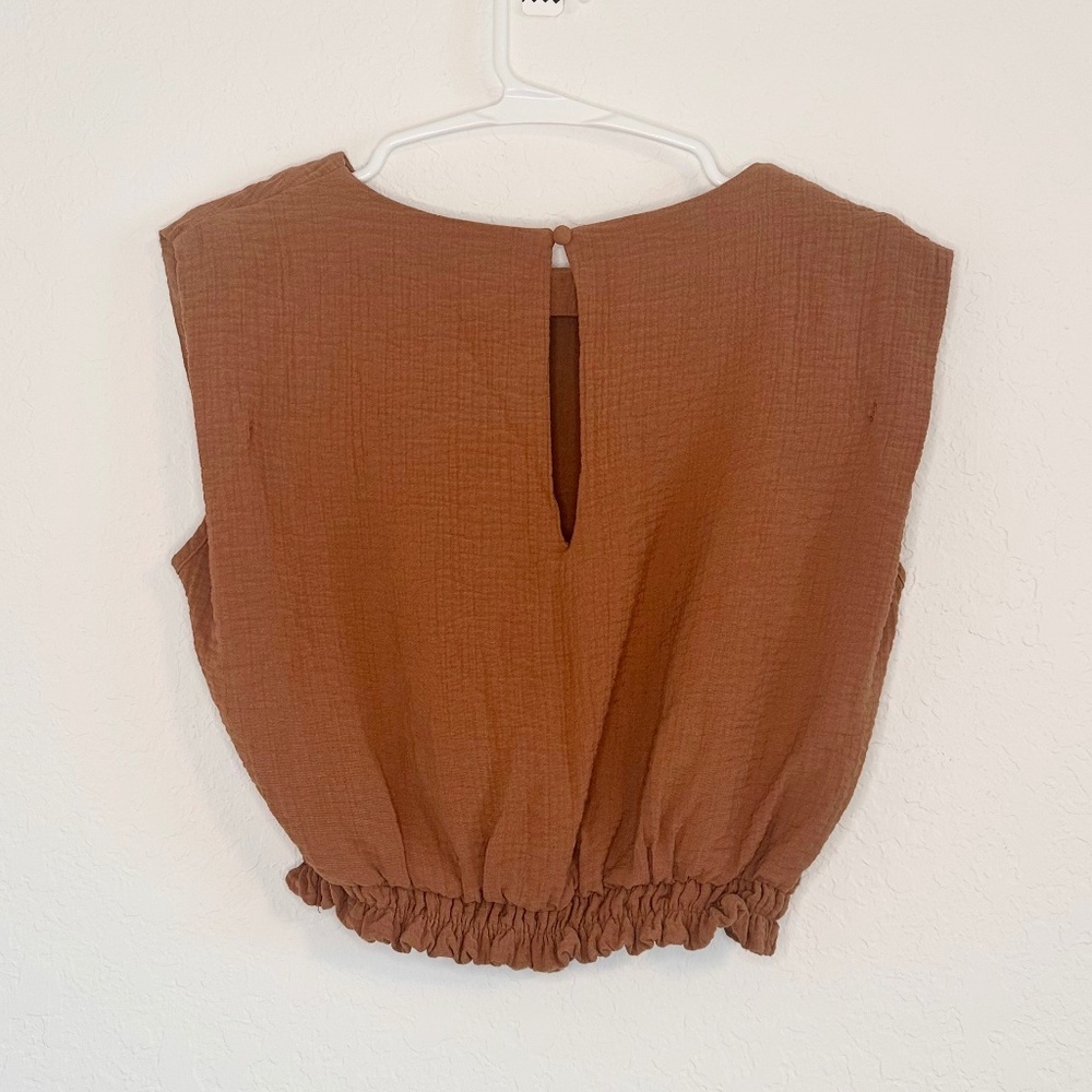 A New Day, Rust Orange Textured Sleeveless Crop Top, Size S - Picture 5 of 8